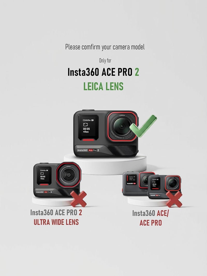 iDaPro [2+2+2عبوة] واقي شاشة لـ Insta360 Ace Pro 2 + واقي عدسة لـ AcePro 2 عدسة (ليس عدسة عريضة للغاية) + PET (ليس زجاج) لـ Insta 360 Ace Pro2 شاشة أمامية، مجموعة حماية زجاج مقسى 9H في علبة تخزين قابلة لإعادة الاستخدام. - Image 2